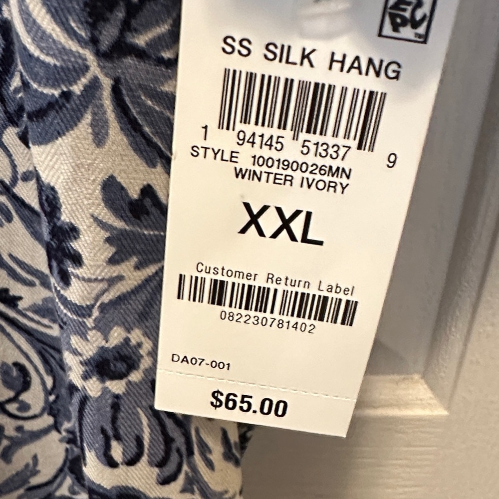 Club Room Luxury Blue and White Floral Silk-Blend Top Size XXL - Picture 3 of 4